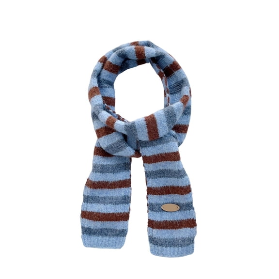 Stripy Skinny Scarf, Y2k Cute Knit Stripe Neckerchief for Women, Knitted Fashion Scarves for Fall & Winter Christmas