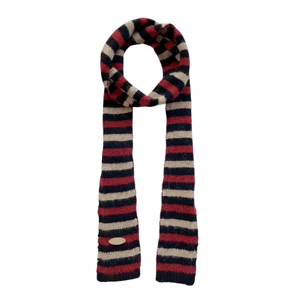 Stripy Skinny Scarf, Y2k Cute Knit Stripe Neckerchief for Women, Knitted Fashion Scarves for Fall & Winter Christmas