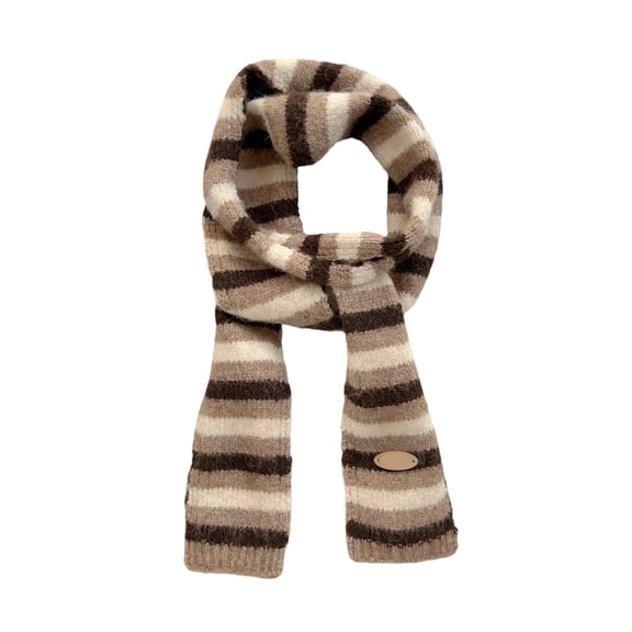 Stripy Skinny Scarf, Y2k Cute Knit Stripe Neckerchief for Women, Knitted Fashion Scarves for Fall & Winter Christmas