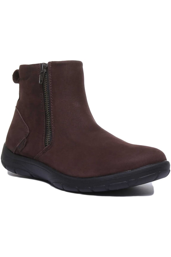 Bamford Women's Leather Twin Zip Up Pull On Ankle Boot In Brown Size 5.5/6