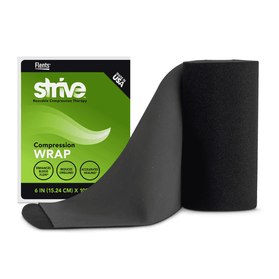 Strive Elastic Compression Therapy Wrap, Black, Unisex, Large (6" x 100")
