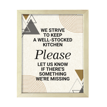 We Strive To Keep A Well-Stocked Kitchen - Please Let Us Know If There's Something We're Missing, Geometric 11 x 14 UNFRAMED Print Hospitality Wall Art