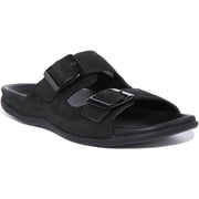 Strive Largo Womens Leather Sandal With Two Adjustable Buckle Straps In Black Size 5.5/6