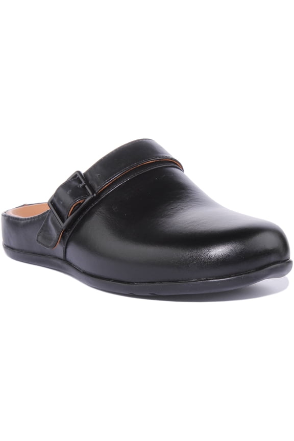 Malmo Women's Leather Closed Toe Clog Sandal In Black Size 5.5/6