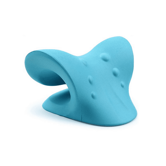Strlinen Neck and Shoulder Relaxer, Cervical Traction Device for TMJ Pain Relief and Cervical Spine Alignment, Chiropractic Pillow Neck Stretcher (Blue)