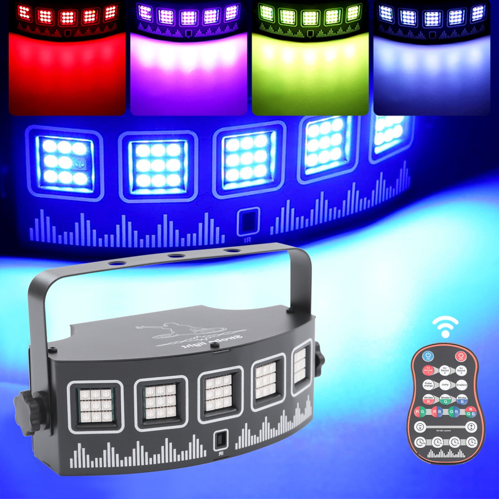 Strobe DJ Projector Spotlight, USB Banana Leaf Party Lights with Remote, Stage Lights for DJ, Club, Wedding, Event