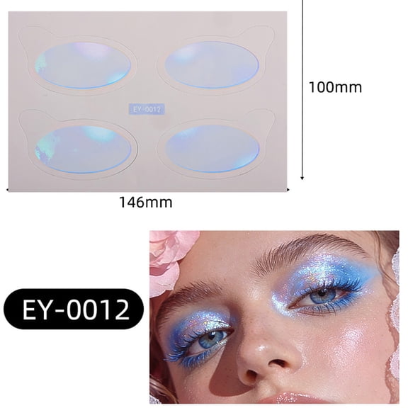 Strobe Eyeshadow Tattoo Sticker, Holographic Glitter Eye Decals, Waterproof Smudge Proof 3D Shimmer Makeup for Festival Rave Party Cosplay, Large Size PET Sheet