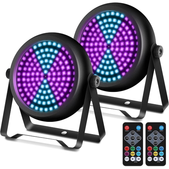 Strobe Light for Parties, 126 LED RGB+UV Strobe Light Halloween, DJ Lights by DMX512 Sound Activated Blacklight for Stage Club Event Concert Church Wedding Banquet Host - 2Pack