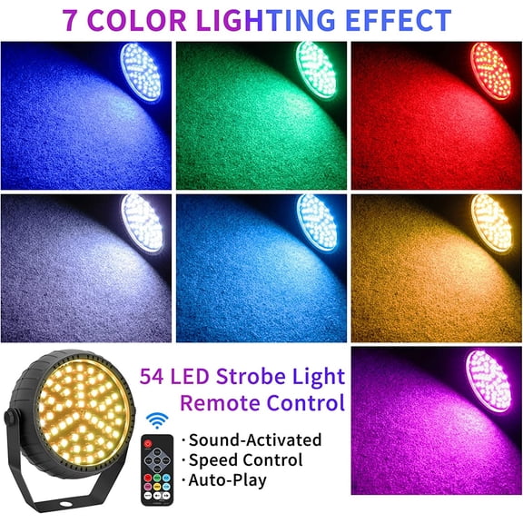Strobe Lights, 54 Super-Bright RGB LEDs Mini Strobe Light for Parties, Halloween Strobe Lights with Remote Control, Sound Activated & Speed Control Plug-In Flash Light for Room DJ Stage Wedding