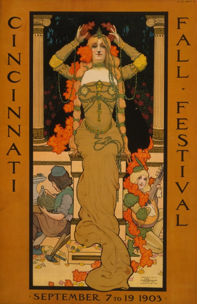 Strobridge & Co Lith Cincinnati Fall Festival 1903 Canvas Art - Strobridge & Co Lith (24 x 36)