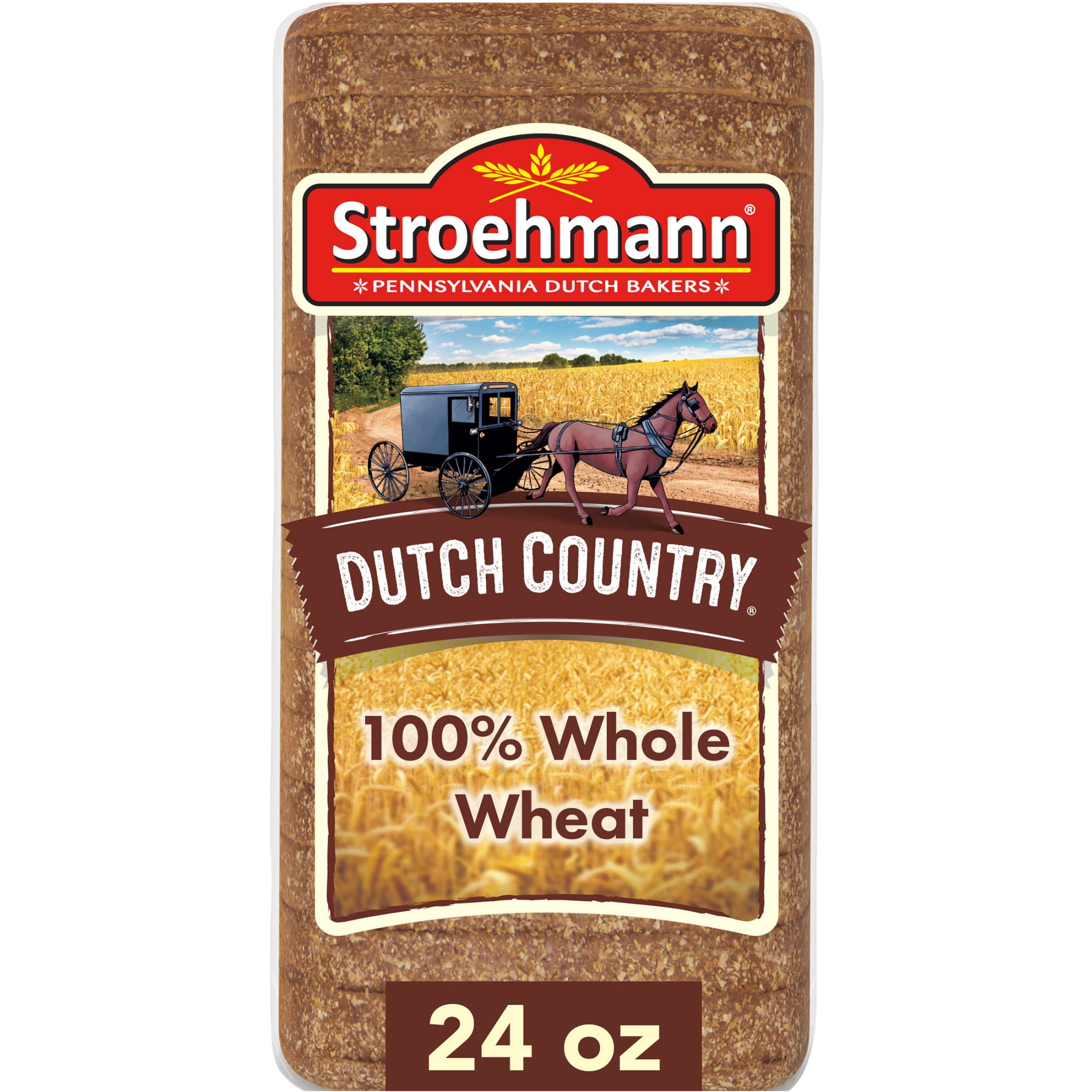 Stroehmann Dutch Country Whole Wheat Bread, 24 oz, Wheat Bread, Bag