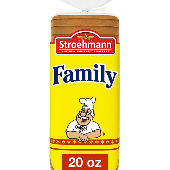 Stroehmann Family White Bread, 20 oz, Plain White Bread, Bag
