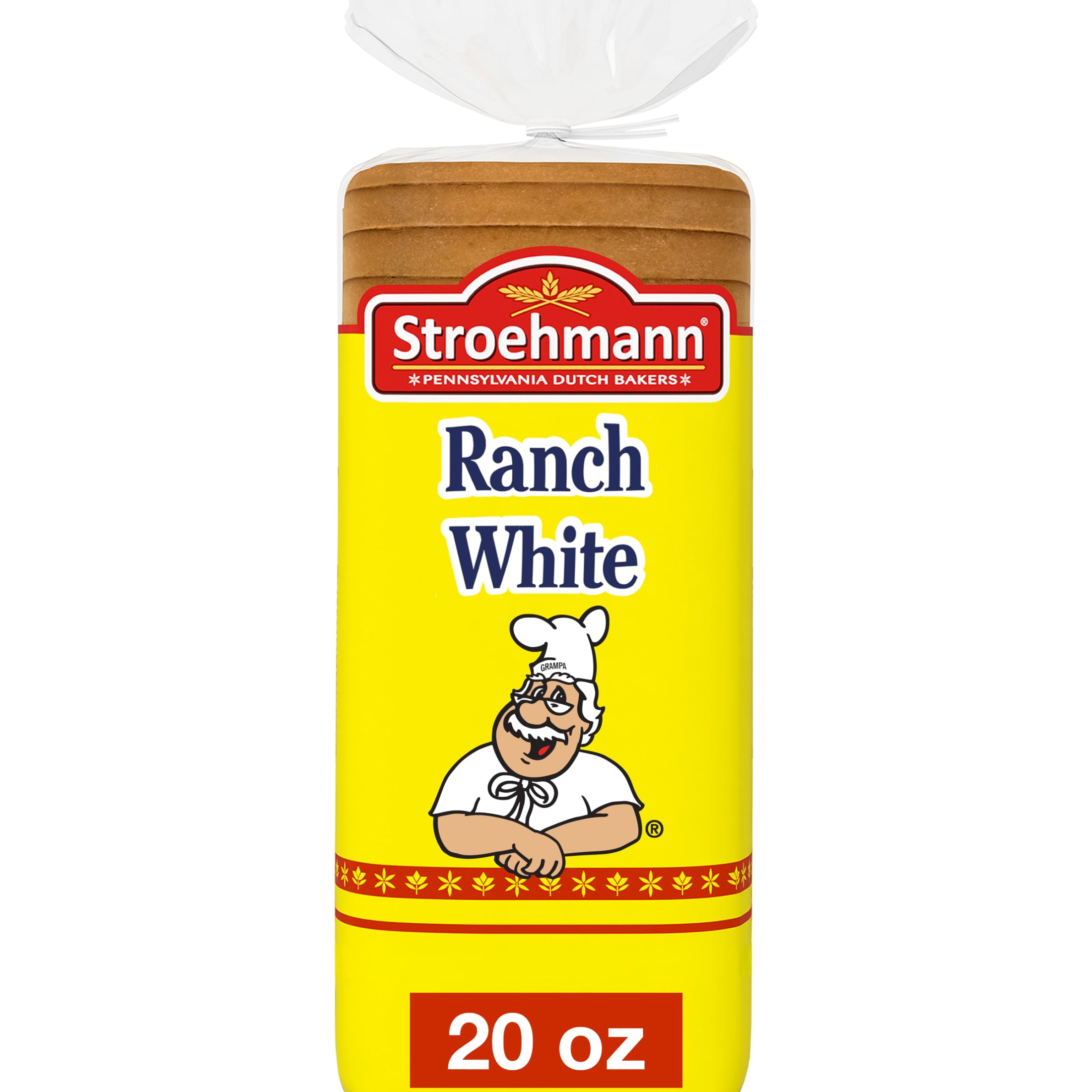 Stroehmann Ranch White Bread, 20 oz, Plain White Bread, Bag