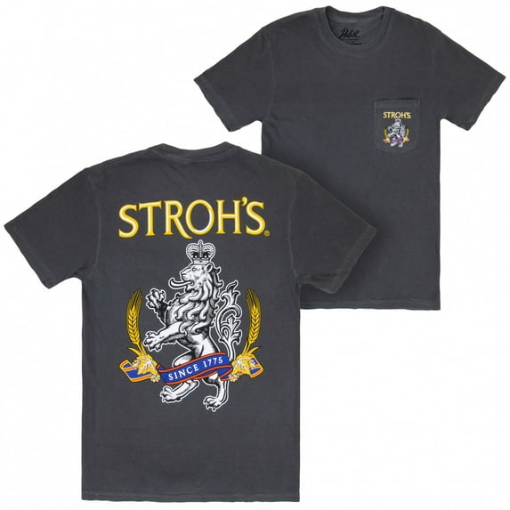 Stroh's Since 1775 Black Front and Back Print T-Shirt-XLarge