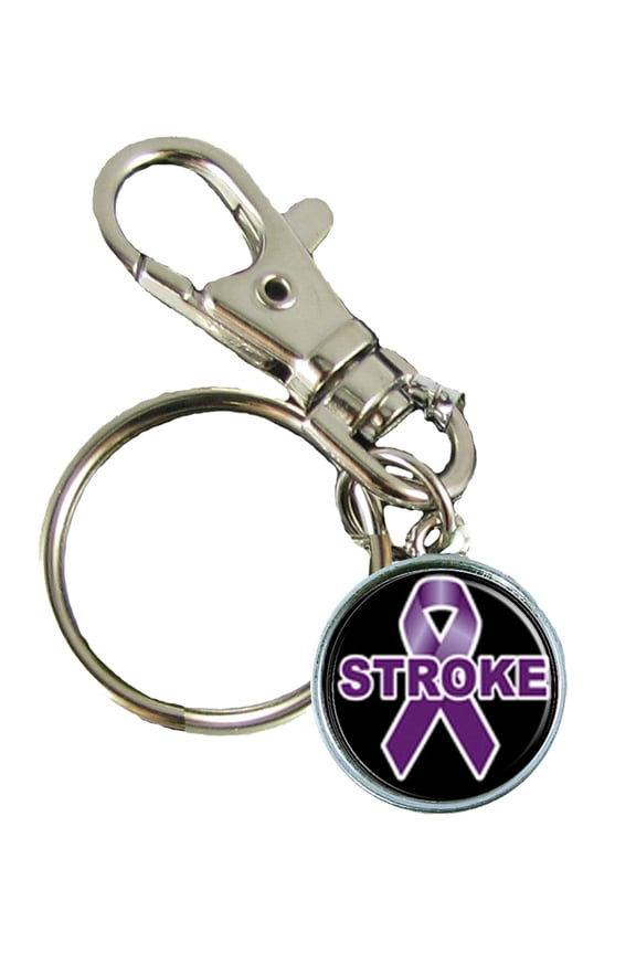 Stroke Awareness Keychain Support Silver Plated Jewelry Key Chain