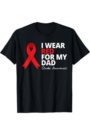 Stroke Awareness Red Ribbon Support for Dad Survivor Warrior Love T-Shirt