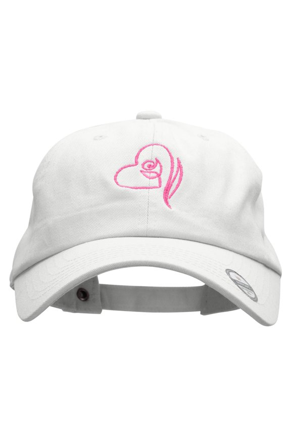Stroke Of Rosey Love Embroidered Washed Cap - White OSFM