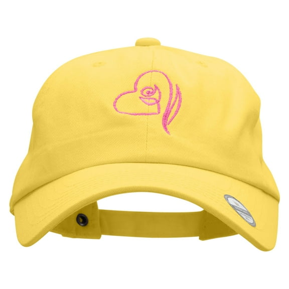 Stroke Of Rosey Love Embroidered Washed Cap - Yellow OSFM