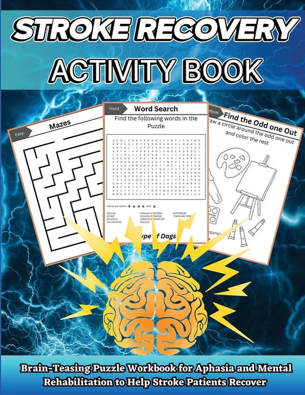 Stroke Recovery Activity Book BrainTeaser Puzzle Workbook for Aphasia