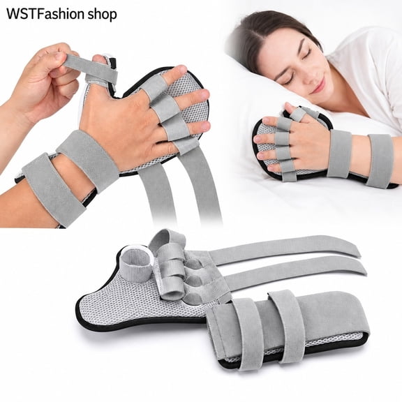 Stroke Resting Hand Splint Finger Separating Wrist Brace, 5-Finger Night Immobilizer for Flexion Contractures, Arthritis & Carpal Tunnel Support