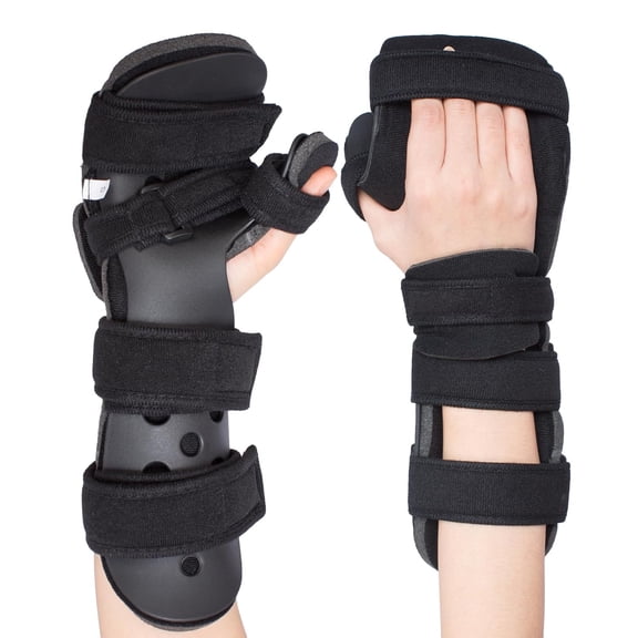 Stroke Resting Hand Splint with Finger Support - Night Immobilizer & Wrist Brace for Flexion Contractures, Carpal Tunnel, Arthritis, Stroke Recovery Pain Relief (Large, Left Hand)