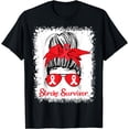 thumbnail image 1 of Stroke Survivor Awareness Red Ribbon Messy Bun Brain Attack T-Shirt, 1 of 3