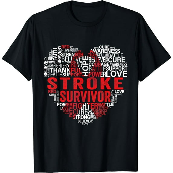 Stroke Survivor Red Ribbon Cancer Awareness Support T-Shirt