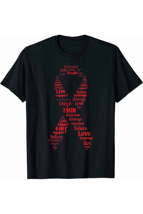 Stroke Survivor Stroke Awareness Red Ribbon Supporter Unisex S-5XL T-Shirt