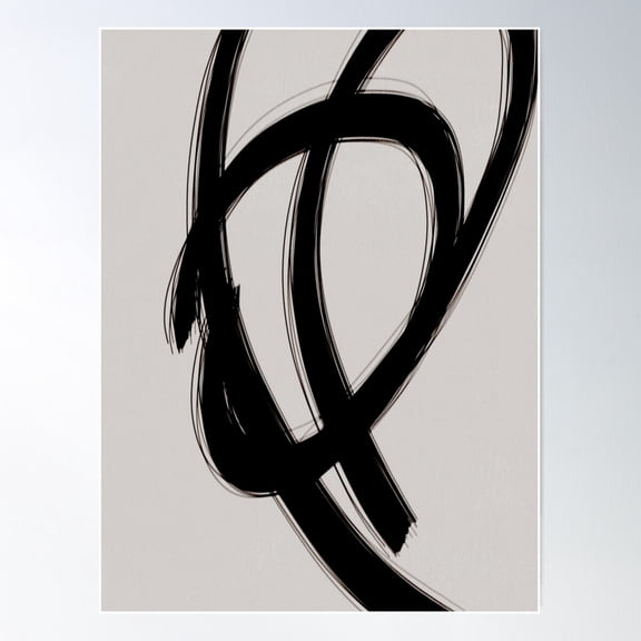 Strokes 3, Minimal Black & Neutral Abstract Poster Wall Art, Modern Wall Decor For Living Room Bedroom, 24x36 UNFRAMED