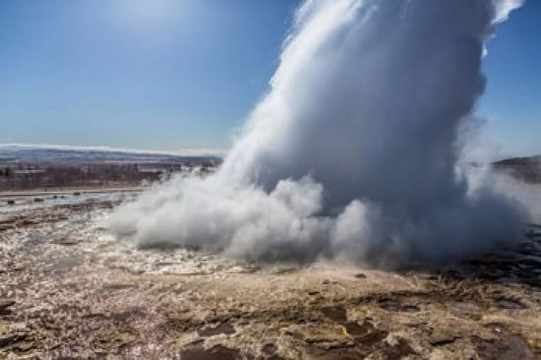 Strokkur Geyser Erupting Iceland Canvas Art - Panoramic Images (18 x 12)