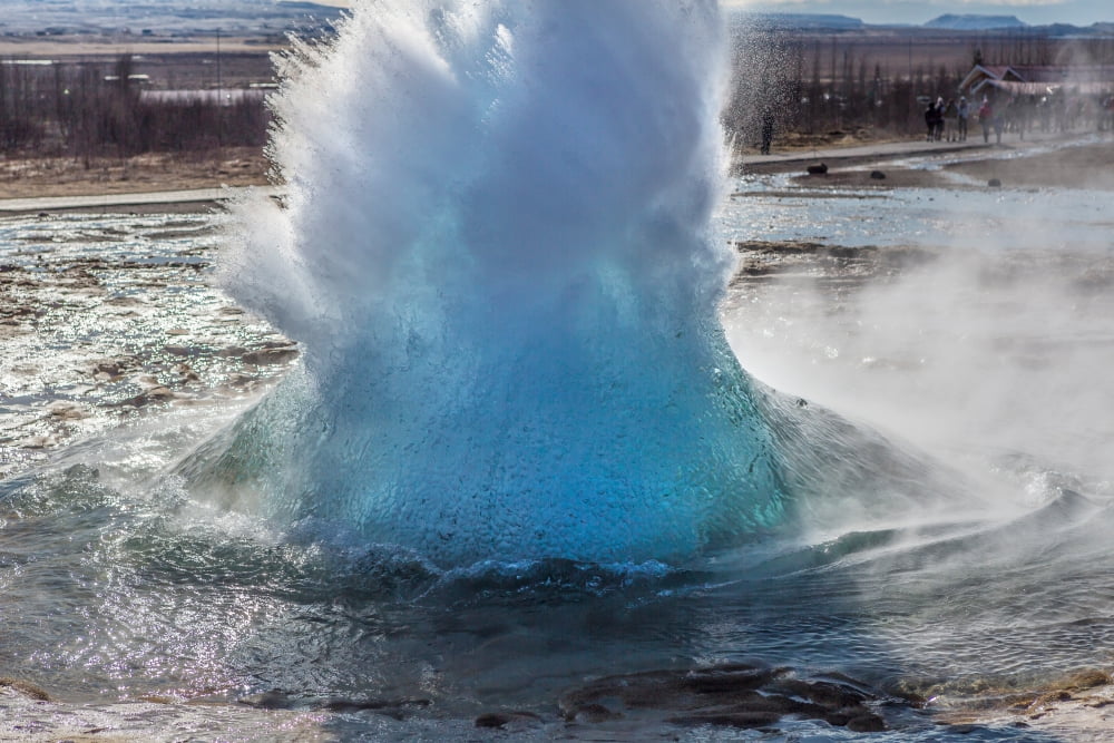 Strokkur geyser erupting Iceland Canvas Art - Panoramic Images (27 x 9)
