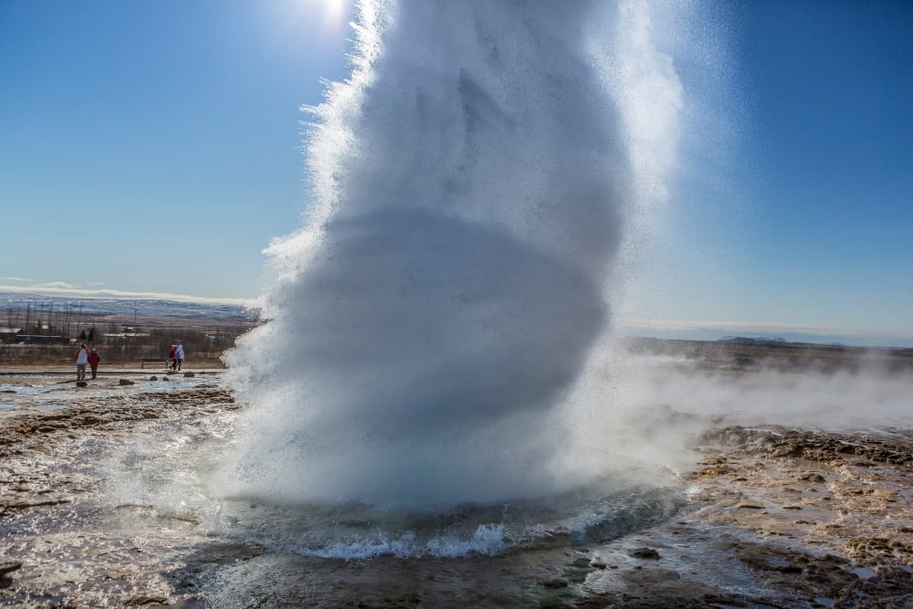 Strokkur geyser erupting Iceland Canvas Art - Panoramic Images (36 x 12)