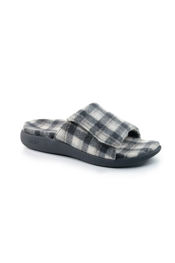 Den Tartan Women's Wool Slide Slippers with Orthotic Arch Support