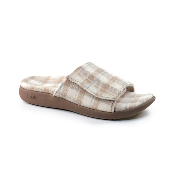 Strole Den Tartan Women's Wool Slide Slippers with Orthotic Arch Support