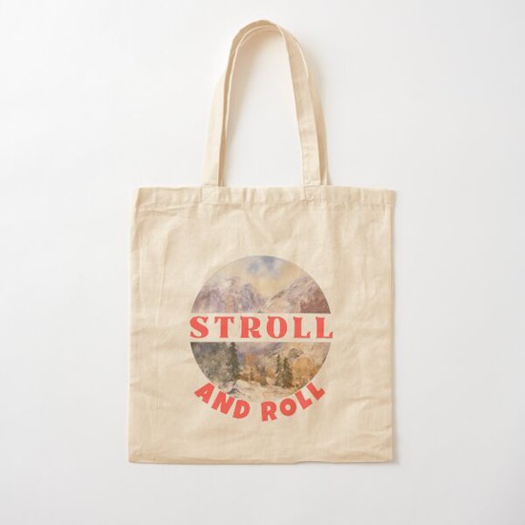 Stroll And Roll. Hiking Lover Cotton Tote Bag Canvas Tote Bag, Family Gift For Mother, Her