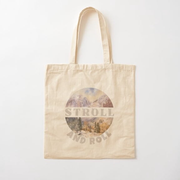 Stroll And Roll. Outdoor Walk Cotton Tote Bag Canvas Tote Bag, Family Gift For Mother, Her