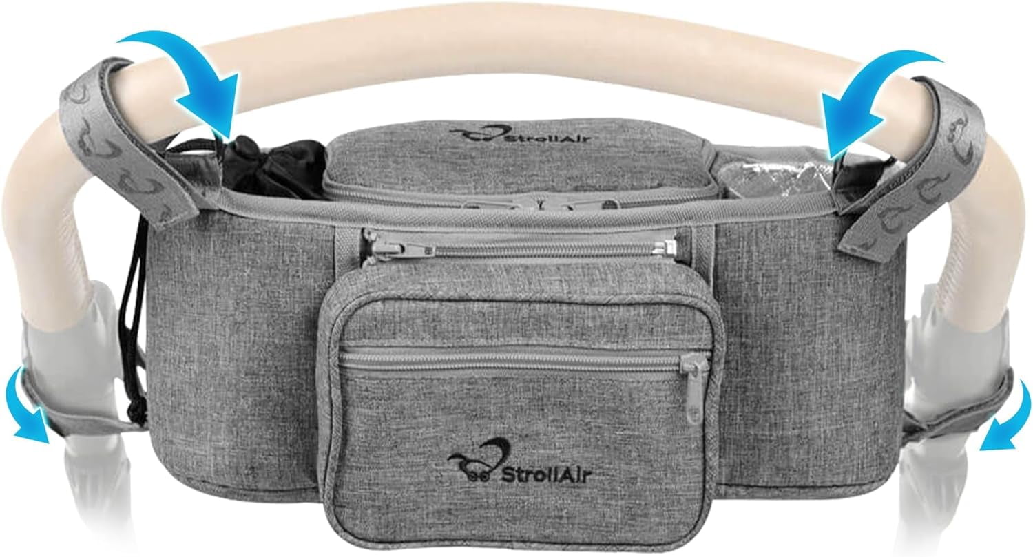 StrollAir - Universal Organizer for Single Strollers - Compatible with CosmoS, SOLO, Nuna, Baby Jogger, Bumbleride, Uppababy, Bugaboo - Black (Black)