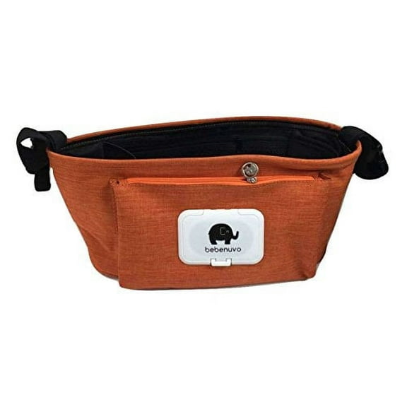 Stroller Bag Organizer - Universal That Fits for All Strollers - with Baby Wipes Holder Plus Easy Access Front Flip Lid - Orange