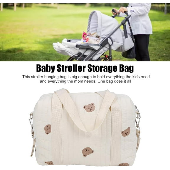 Stroller Bag, Stroller Storage Bag, Large Capacity Multifunction Reusable Embroidered Baby Diaper Bag Tote for Travel Outdoor for Wipes and Toys Diaper(Rabbit)