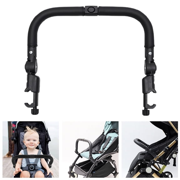 Stroller Bumper Bar with Black Smooth Leather Cover Angle Adjustable - Baby Stroller Bumper Bar, Double Opening Mechanism, Easy Baby Access, Compatible with Various Stroller Frames, 1 PCS