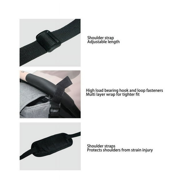 Stroller Caddy, Stroller Organizer, Large Capacity Bag for Stroller with Insulated Cup Holder, Stroller Caddy Organizer with Detachable Shoulder Strap and Large Space(Black)