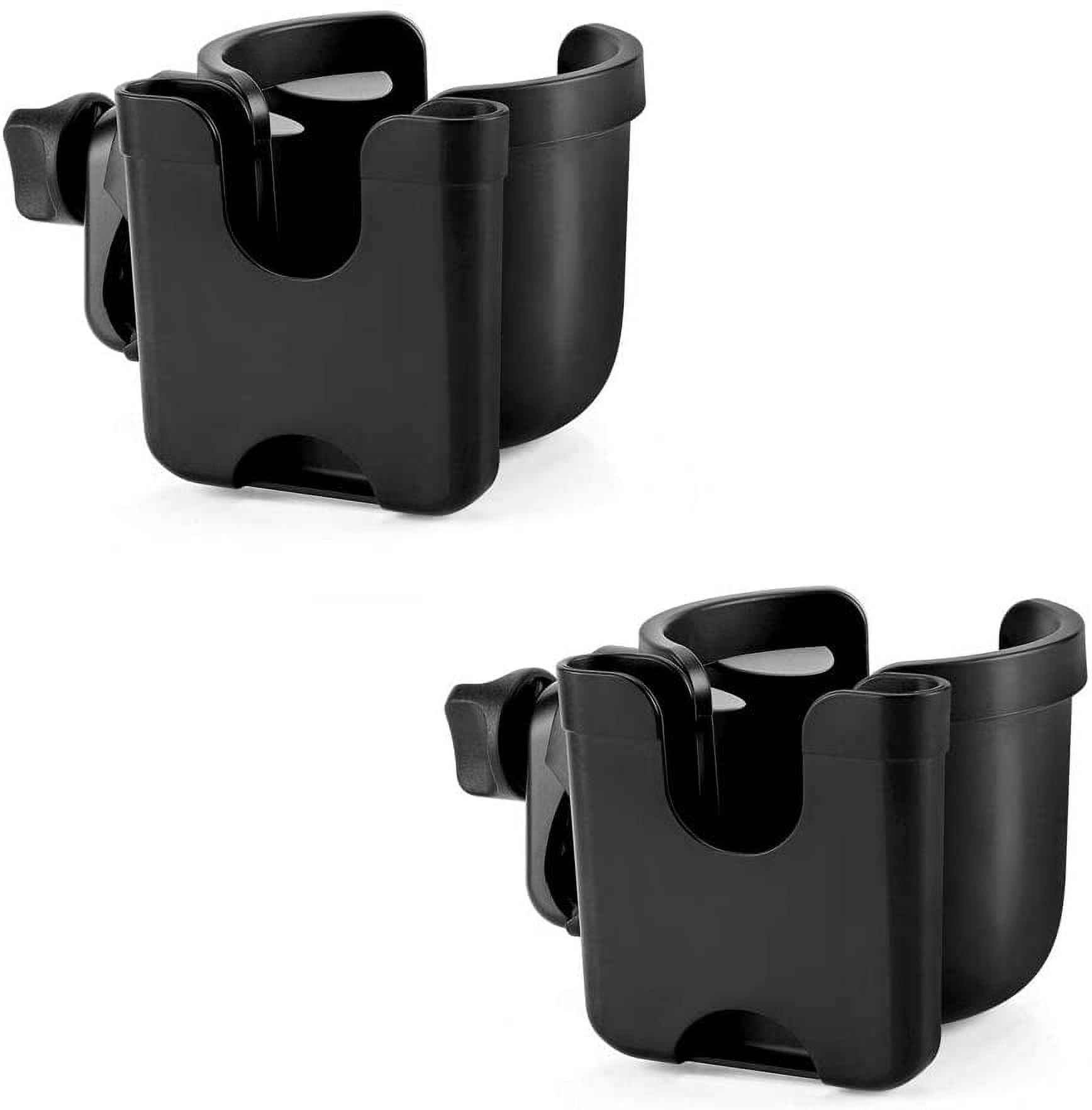 Stroller Cup Holder with Phone Holder, Bike Cup Holder, Universal Cup Holder for Uppababy Nuna Doona Strollers, 2-in-1 Cup Phone Holder for Walker Wheelchair Scooter Accessory All Black & All Black