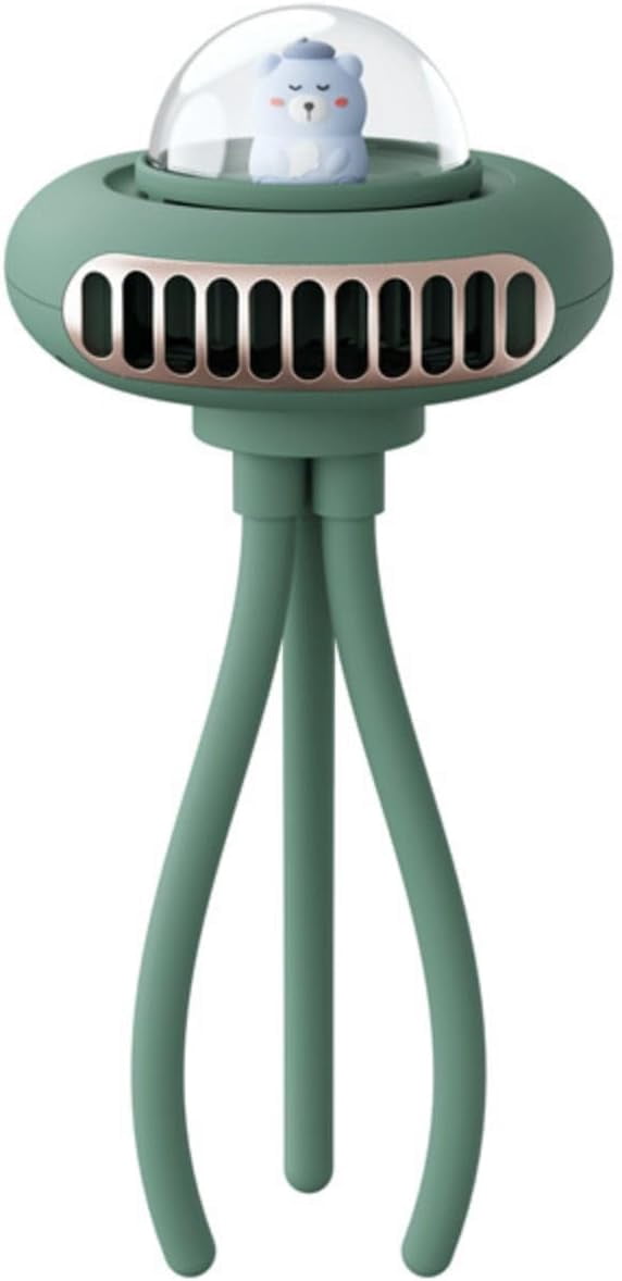 Stroller Fan With Flexible Tripod Clip On, Adjustable 4-Speed，Mini Portable Fan Usb Rechargeable Battery Operated, Small Personal Handheld Fan Cooling For Bed, Car Seat, Travel, Camping (Green)