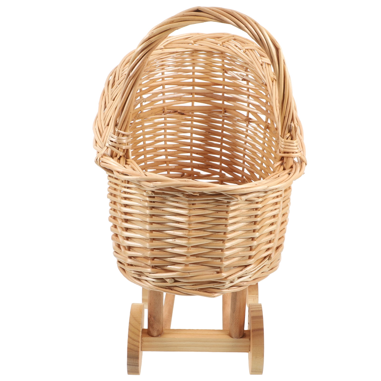 Stroller Flower Basket Baby Rolling Cart Woven Yellow