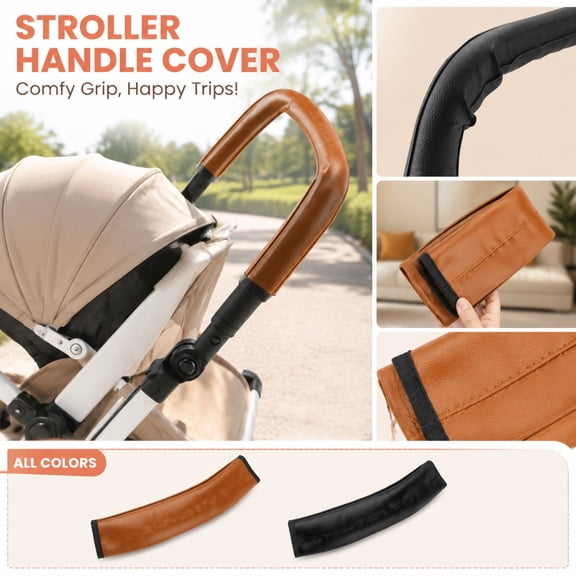 Stroller Grip Sleeve, 21X2.5 Inch Non Slip Door Handle Cover for Stroller, Dog Stroller, Cat Stroller, Walker, Wheelchair, Brown Replacement Part for Outdoor Daily Use