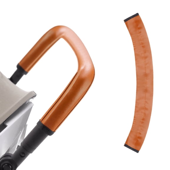 Stroller Handle Grip Cover, Brown Leather Non-slip Comfortable Replacement, Universal Fit for Lightweight Foldable Baby Stroller Pet Stroller, 1 Piece Portable Stroller Hand Grip Sleeve for Outdoor W