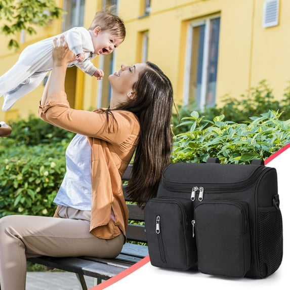 Stroller Hanging Organizer Bag,Crossbody Diaper Storage Pouch,Multi-Pocket Baby Essentials Carrier,Adjustable Stroller Accessory,Compact Mom Travel Utility Bag