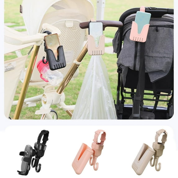 Stroller Hook and Phone Holder, 2-in-1 Mount with 360° Swivel, Removable Clip for Everyday Use, Durable Abs Plastic,Vsgery