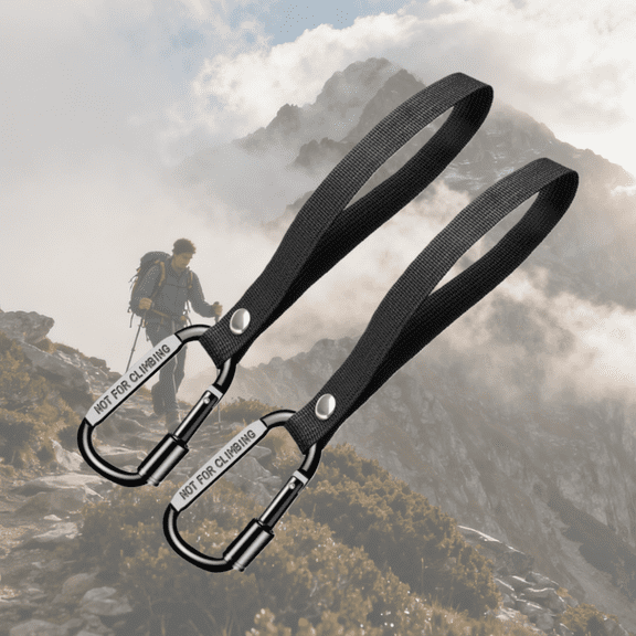 Stroller Hooks for Bags, 2 Pieces Black – Locking Carabiner Clip, Heavy-Duty for Diaper Bags, Groceries on Strollers, Bikes & Carts