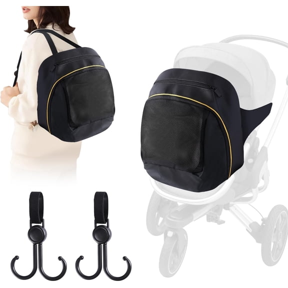 Stroller Organizer Bag for Doona with 2PCS Double Stroller Hook, Infant Car Seat Stroller,Large Capacity Diaper Bag, Stroller Accessories Easy Access Zipper Design